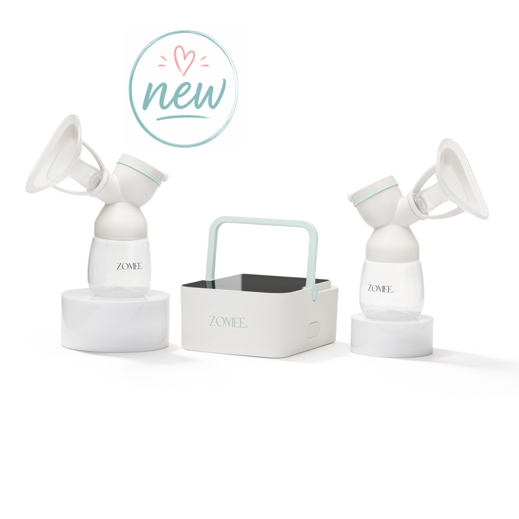 Zomee Mother's Nature H1 double electric breast pump with carrying base